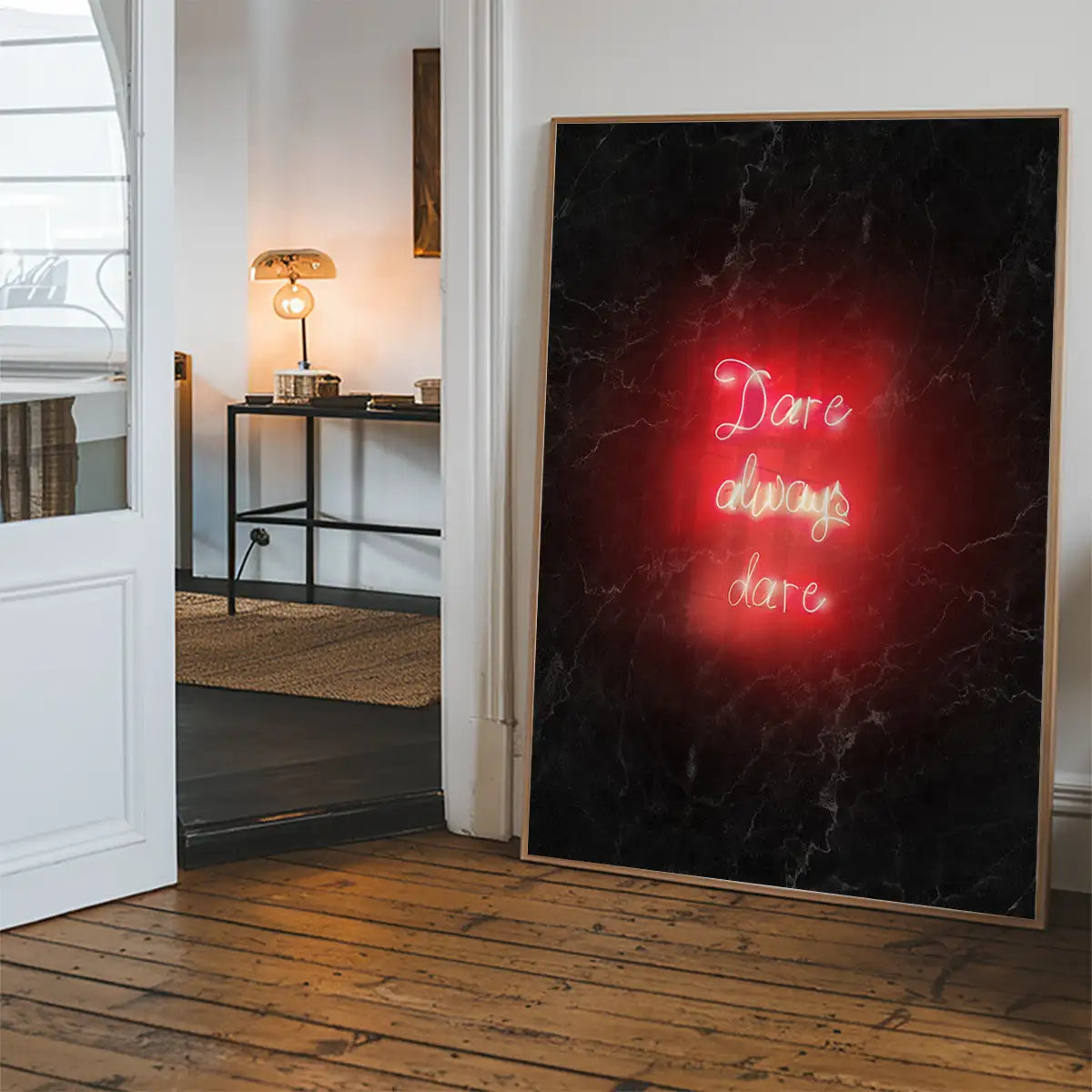 Dare Always Dare Neon Handwriting Print