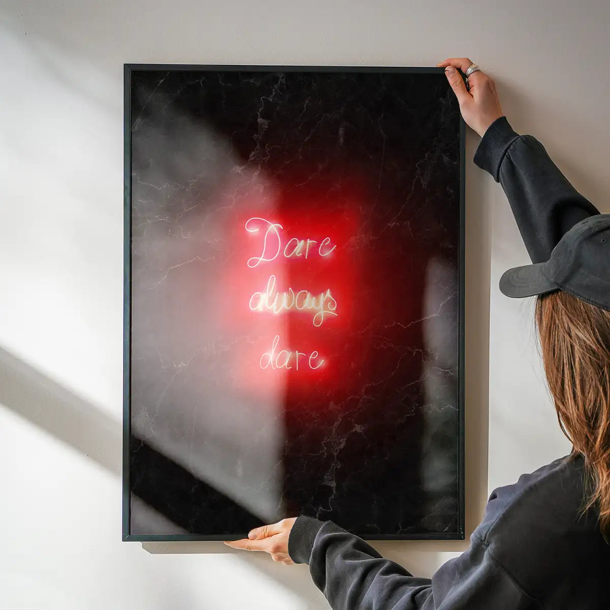 Dare Always Dare Neon Handwriting Print