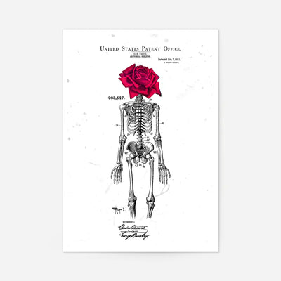 Skeleton Rose Print White