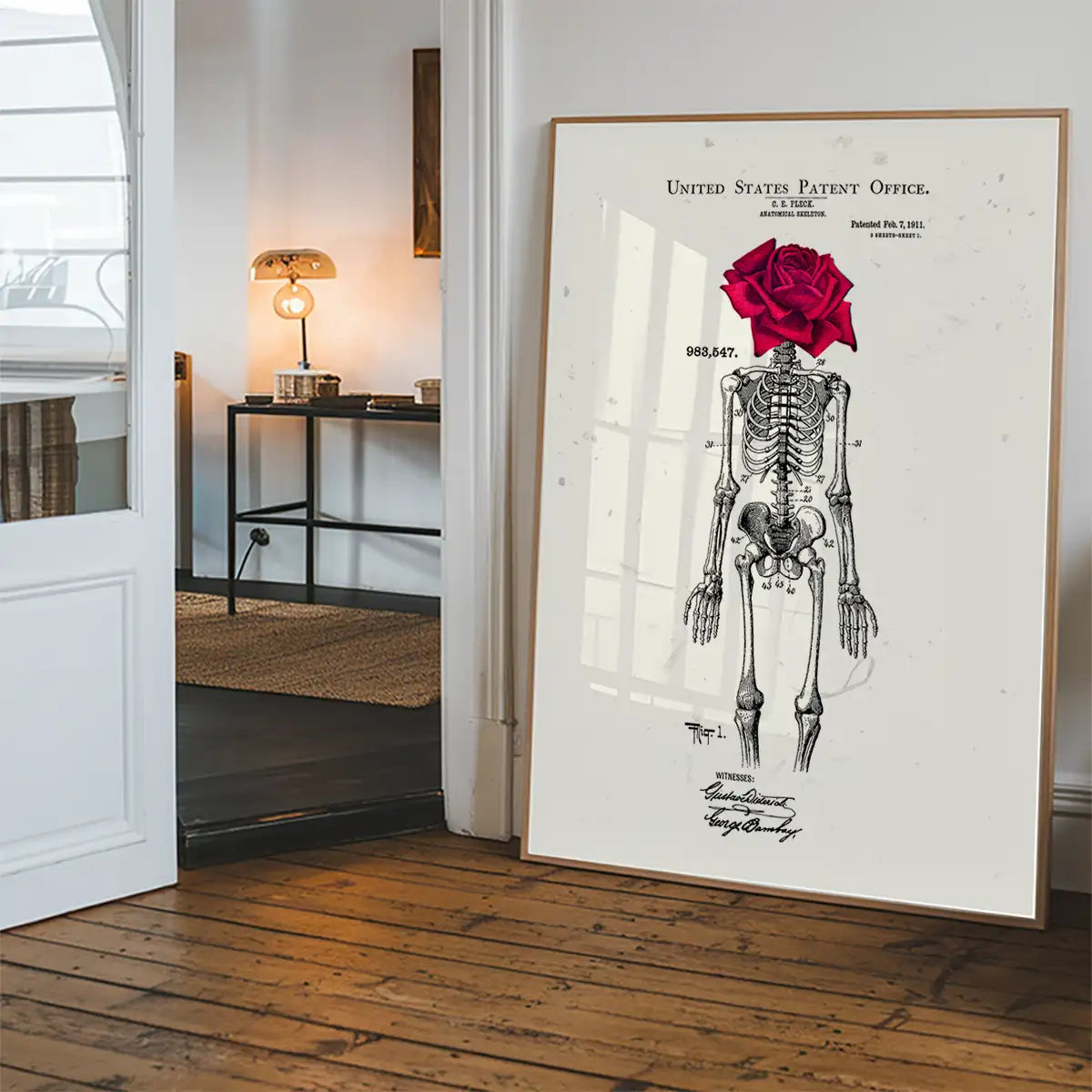Skeleton Rose Print White