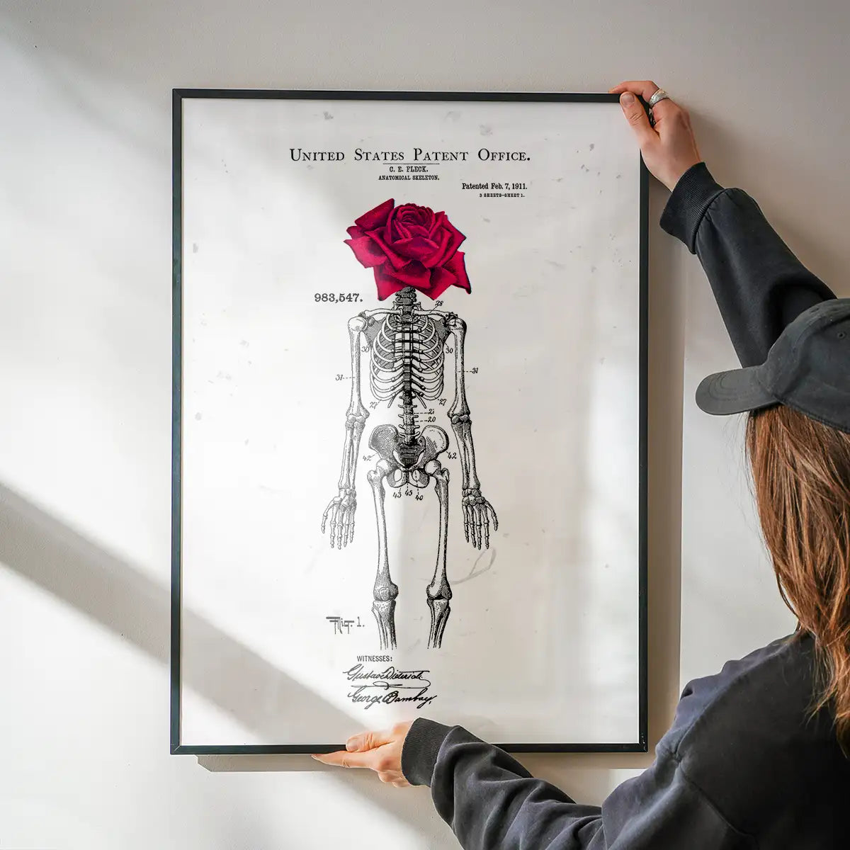 Skeleton Rose Print White