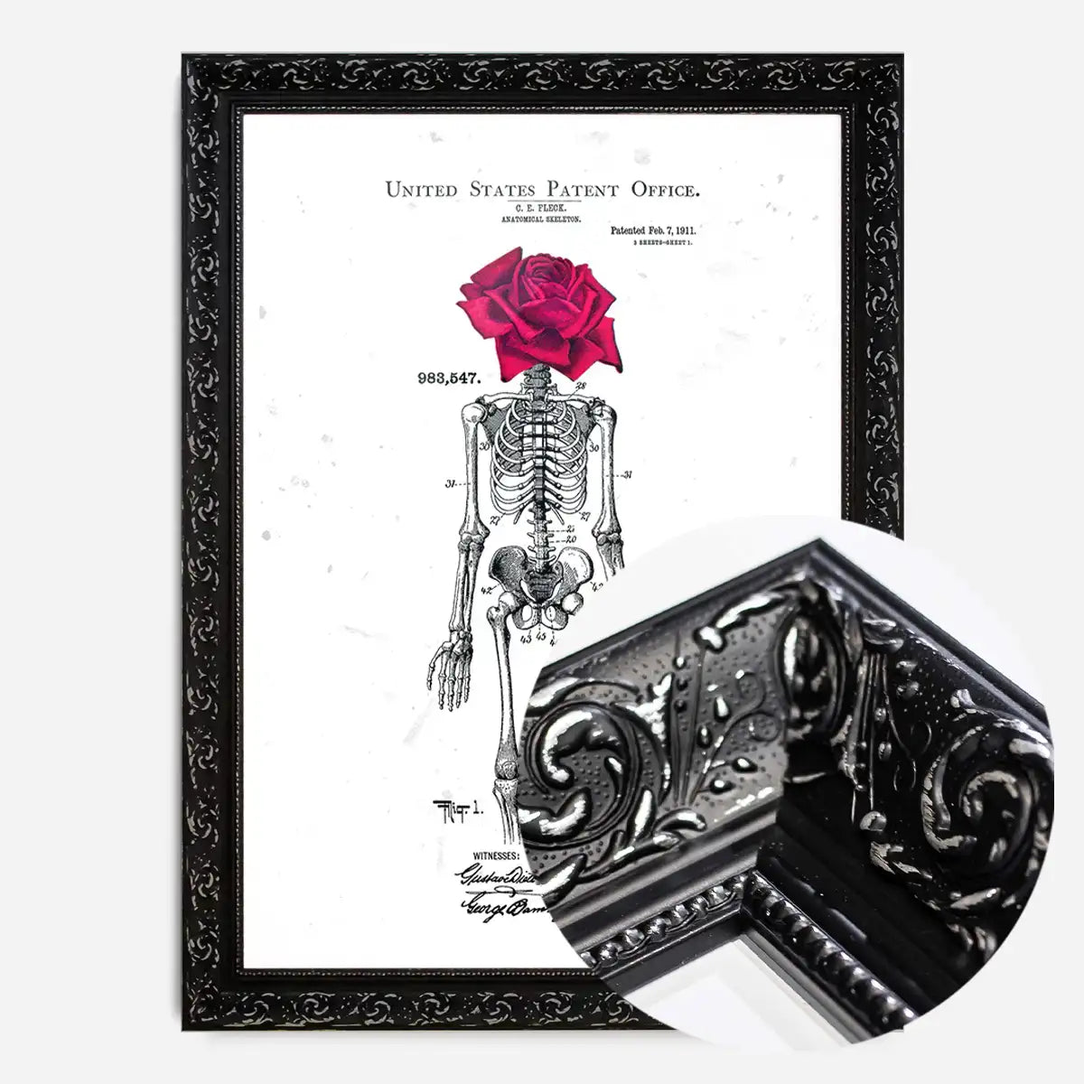 Skeleton Rose Print White
