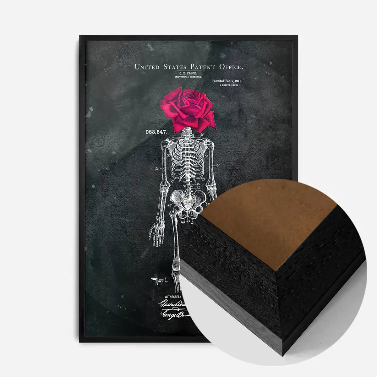 Skeleton Rose Print Black