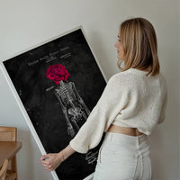Skeleton Rose Print Black