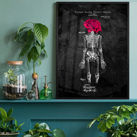 Skeleton Rose Print Black