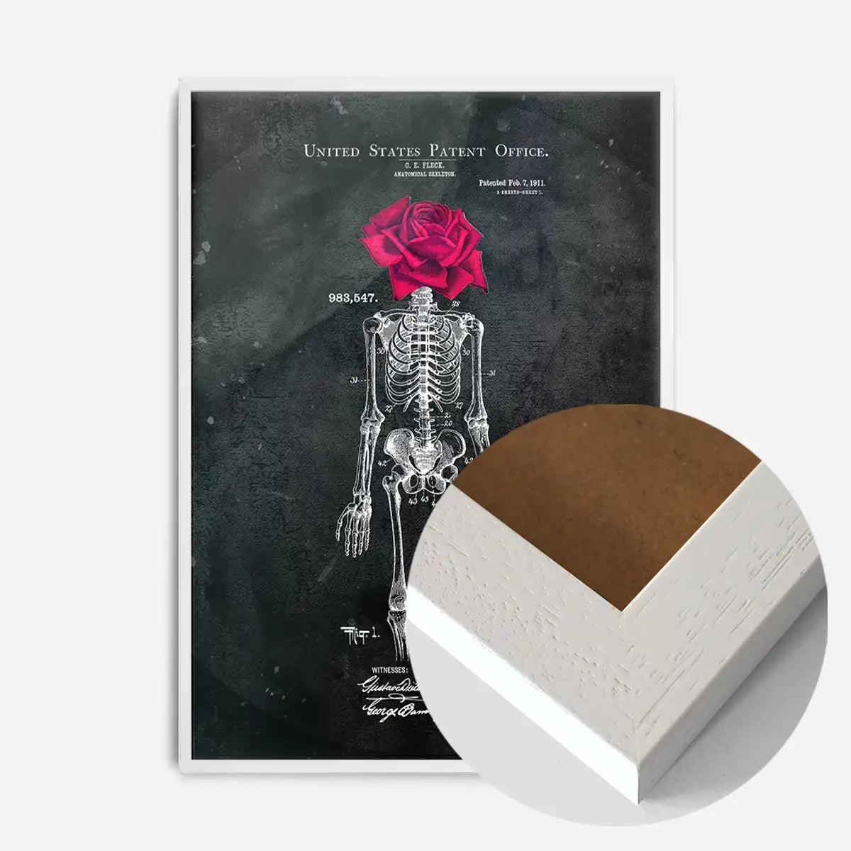 Skeleton Rose Print Black