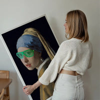 Girl With Green Shutter Shades Print