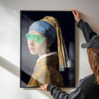 Girl With Green Shutter Shades Print