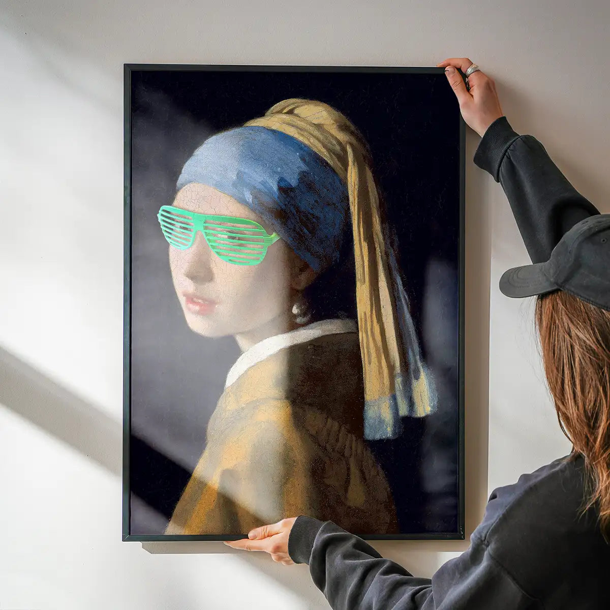 Girl With Green Shutter Shades Print