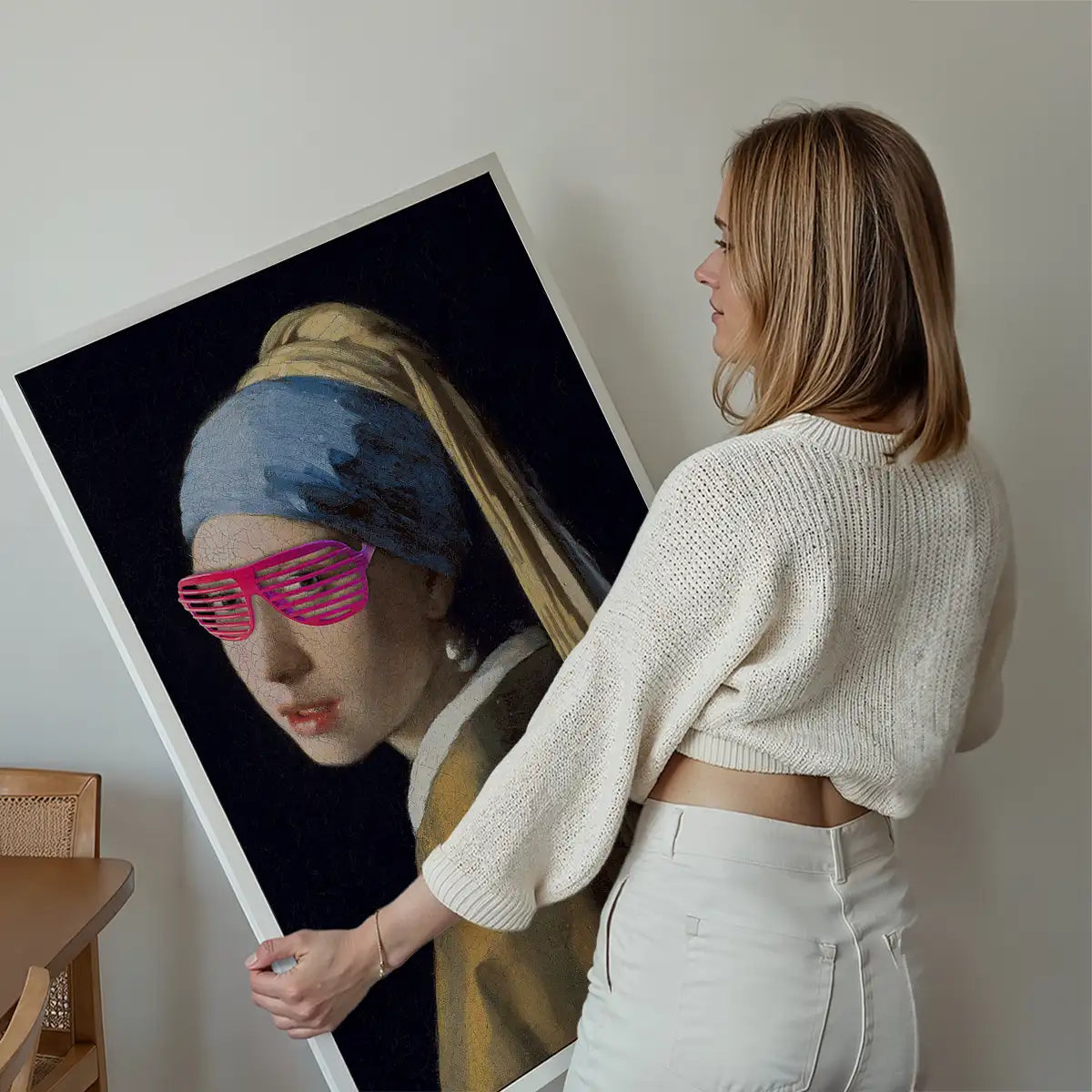 Girl With Pink Shutter Shades Print