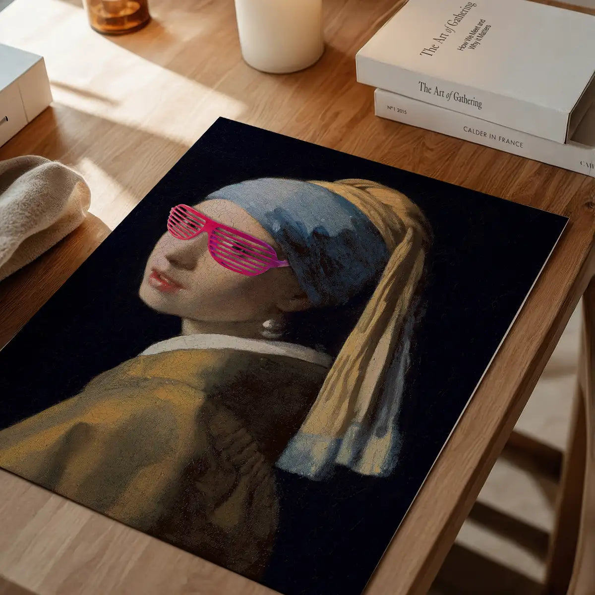 Girl With Pink Shutter Shades Print