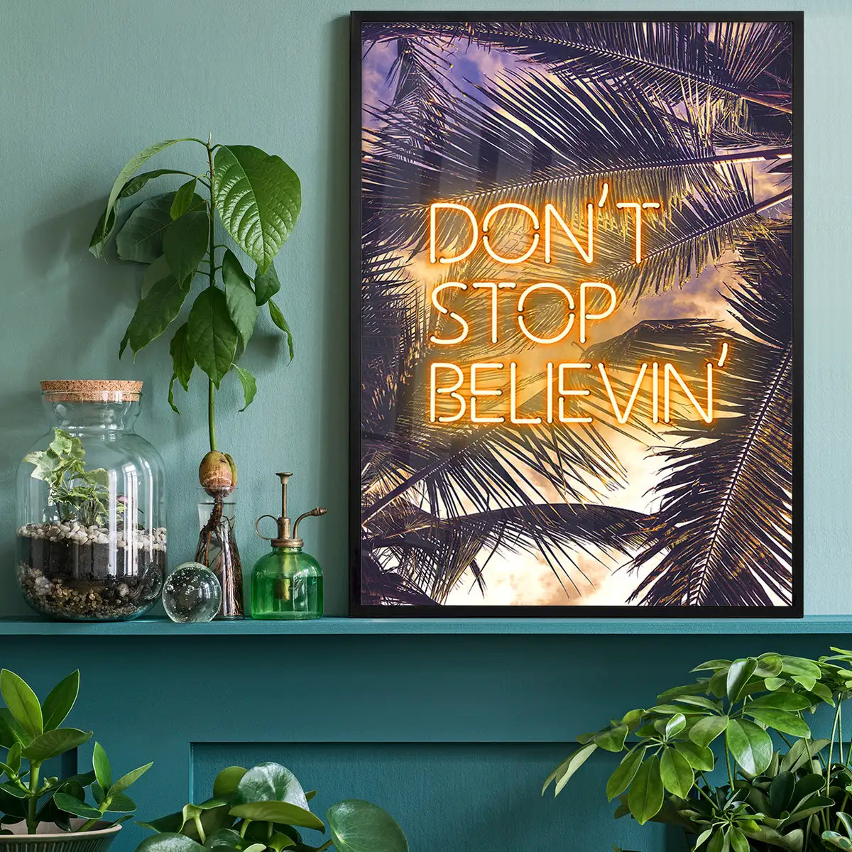 Dont Stop Believing Lyrics Neon Tropical Print