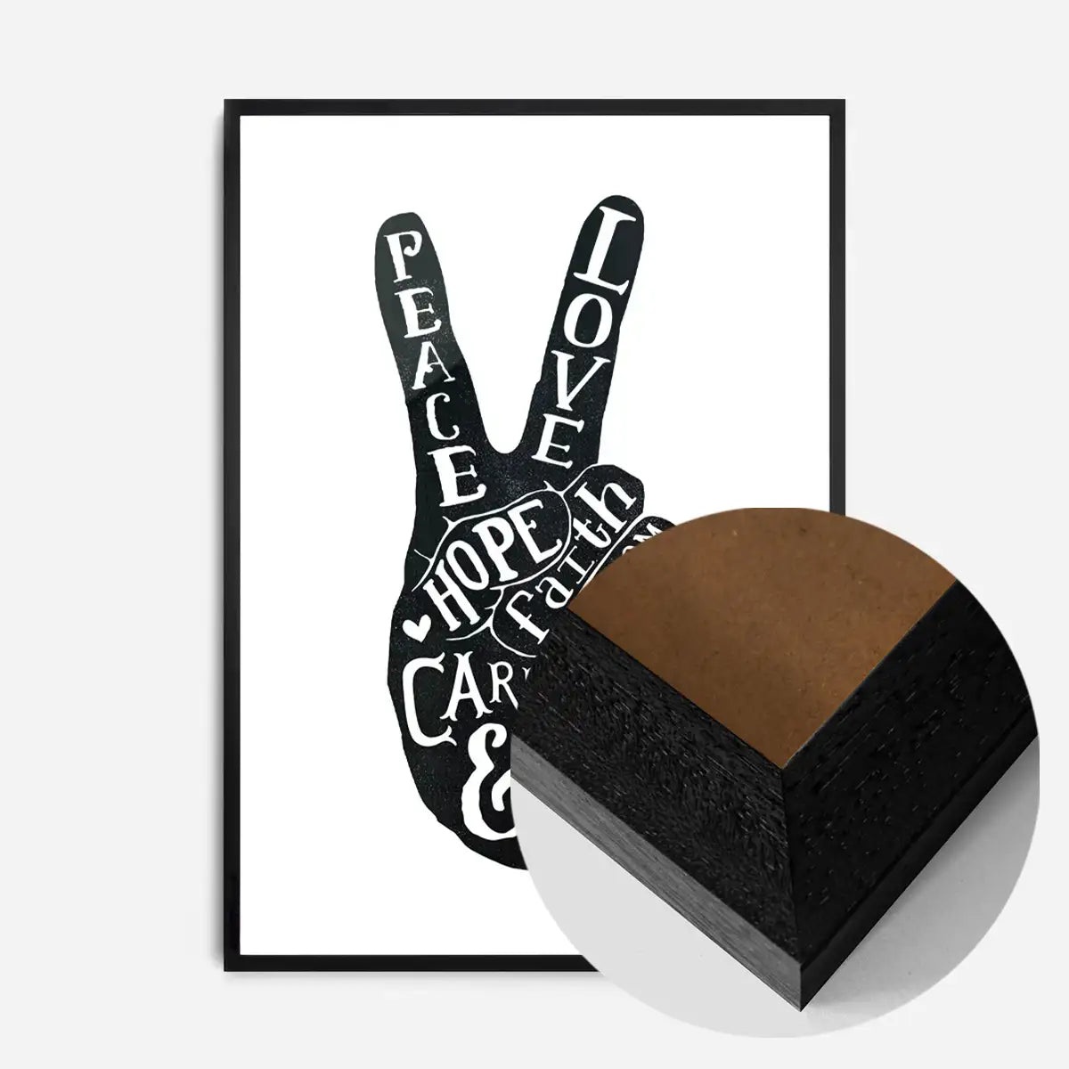 Peace Fingers Typography Print