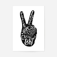Peace Fingers Typography Print