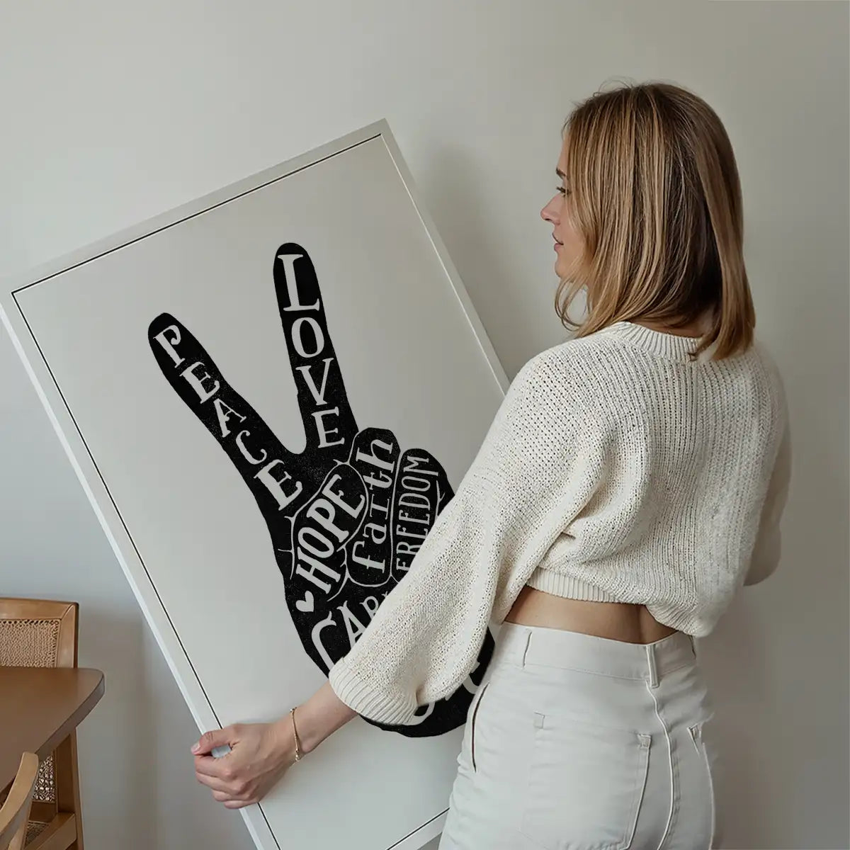 Peace Fingers Typography Print