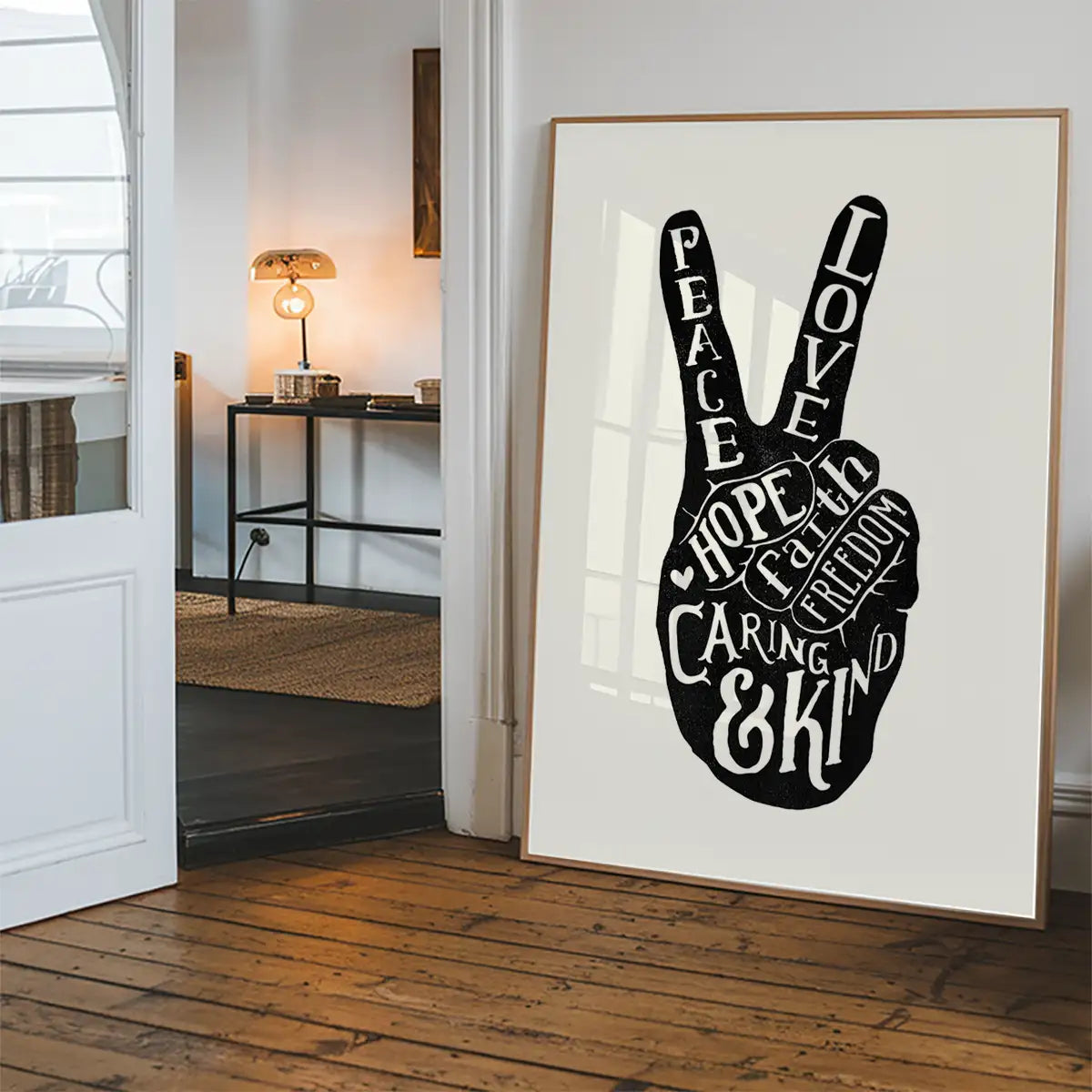 Peace Fingers Typography Print