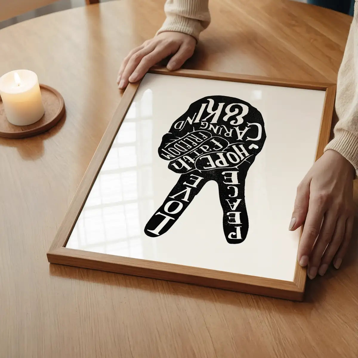 Peace Fingers Typography Print