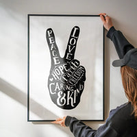 Peace Fingers Typography Print