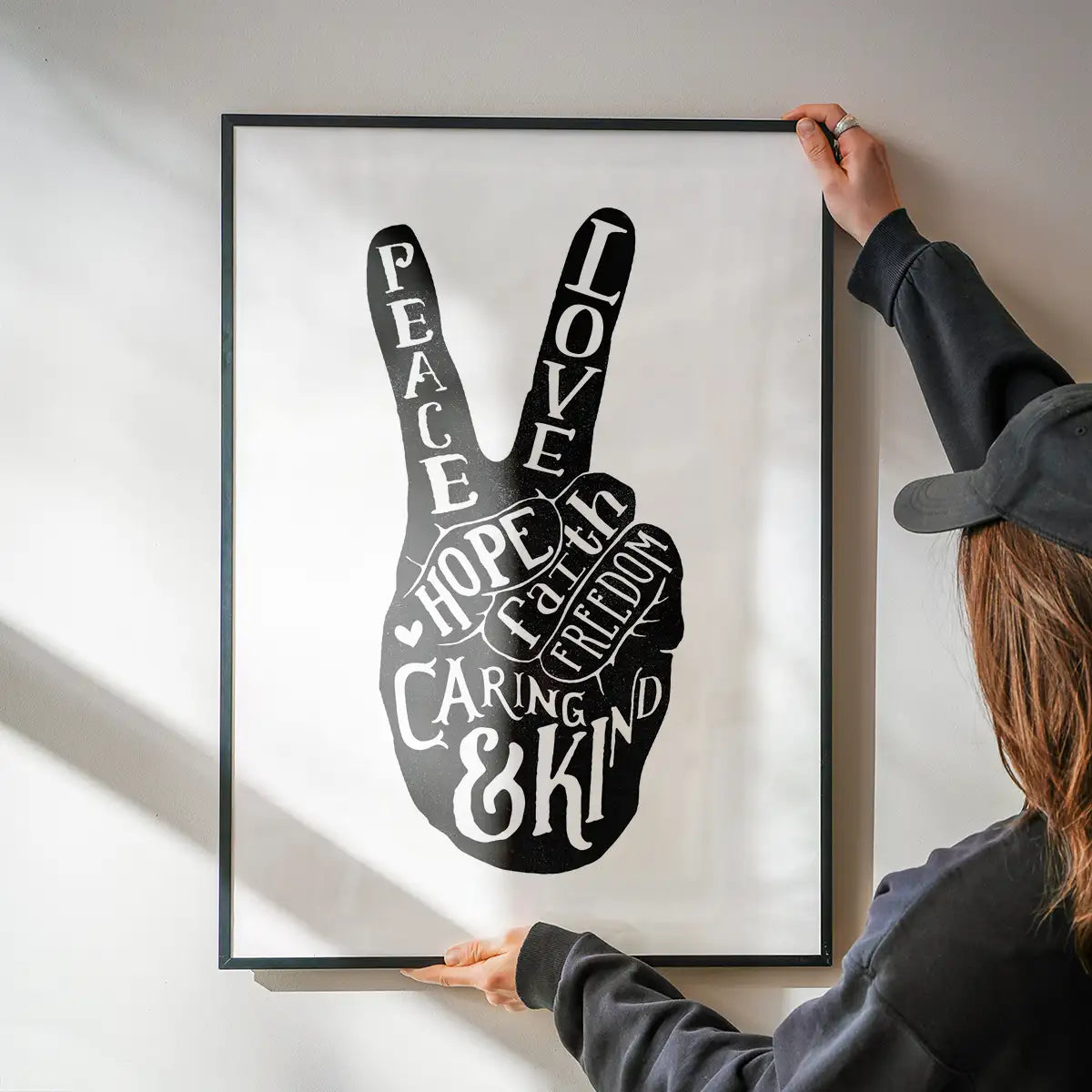 Peace Fingers Typography Print
