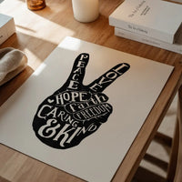 Peace Fingers Typography Print