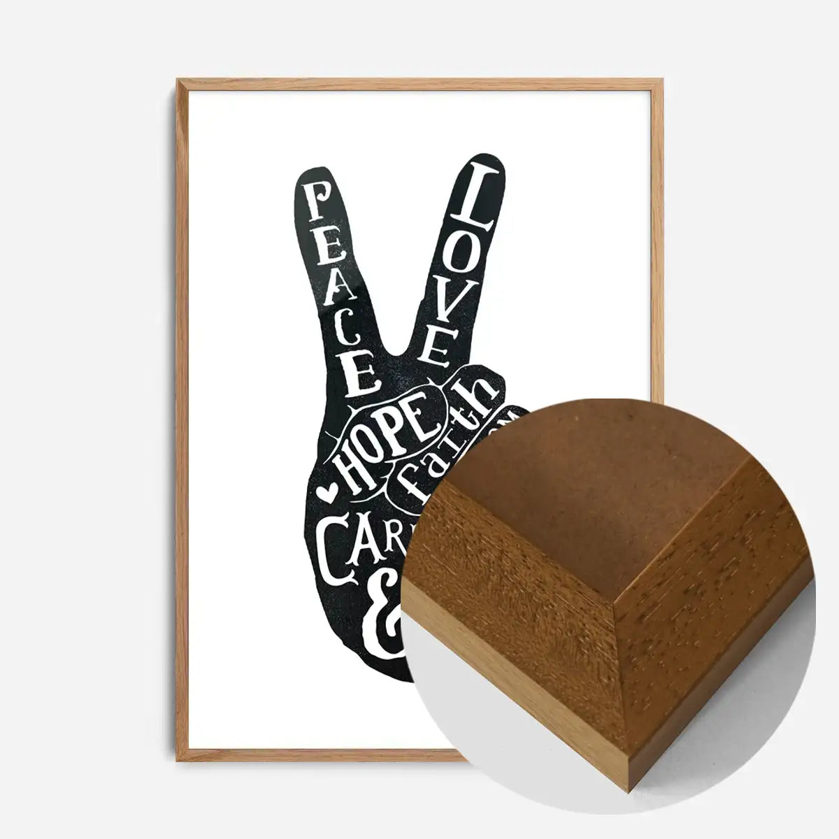 Peace Fingers Typography Print