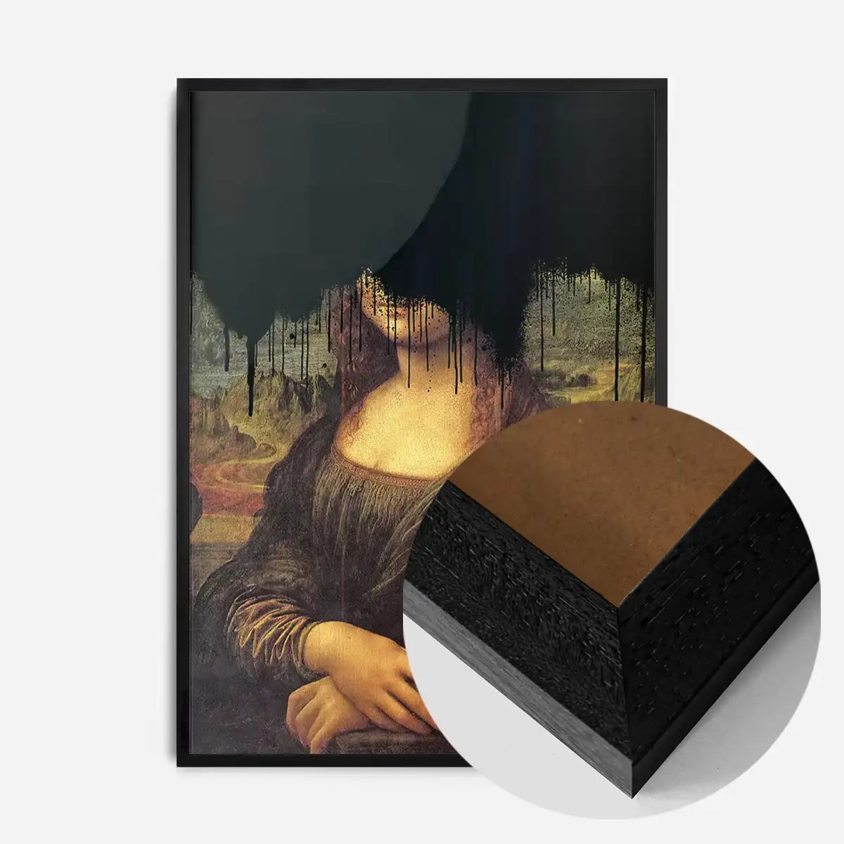 Drippy Mona Lisa Black Graffiti Print