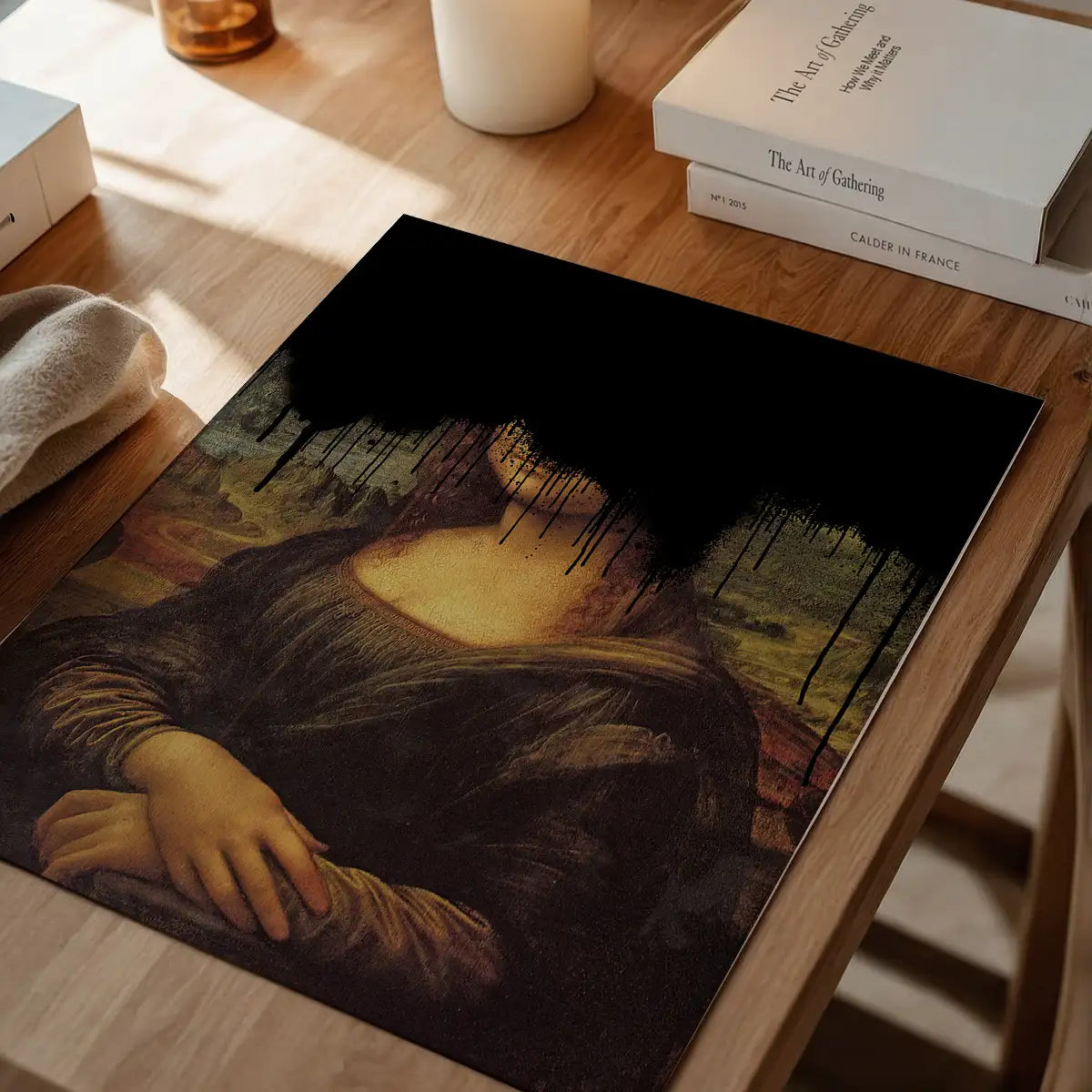 Drippy Mona Lisa Black Graffiti Print