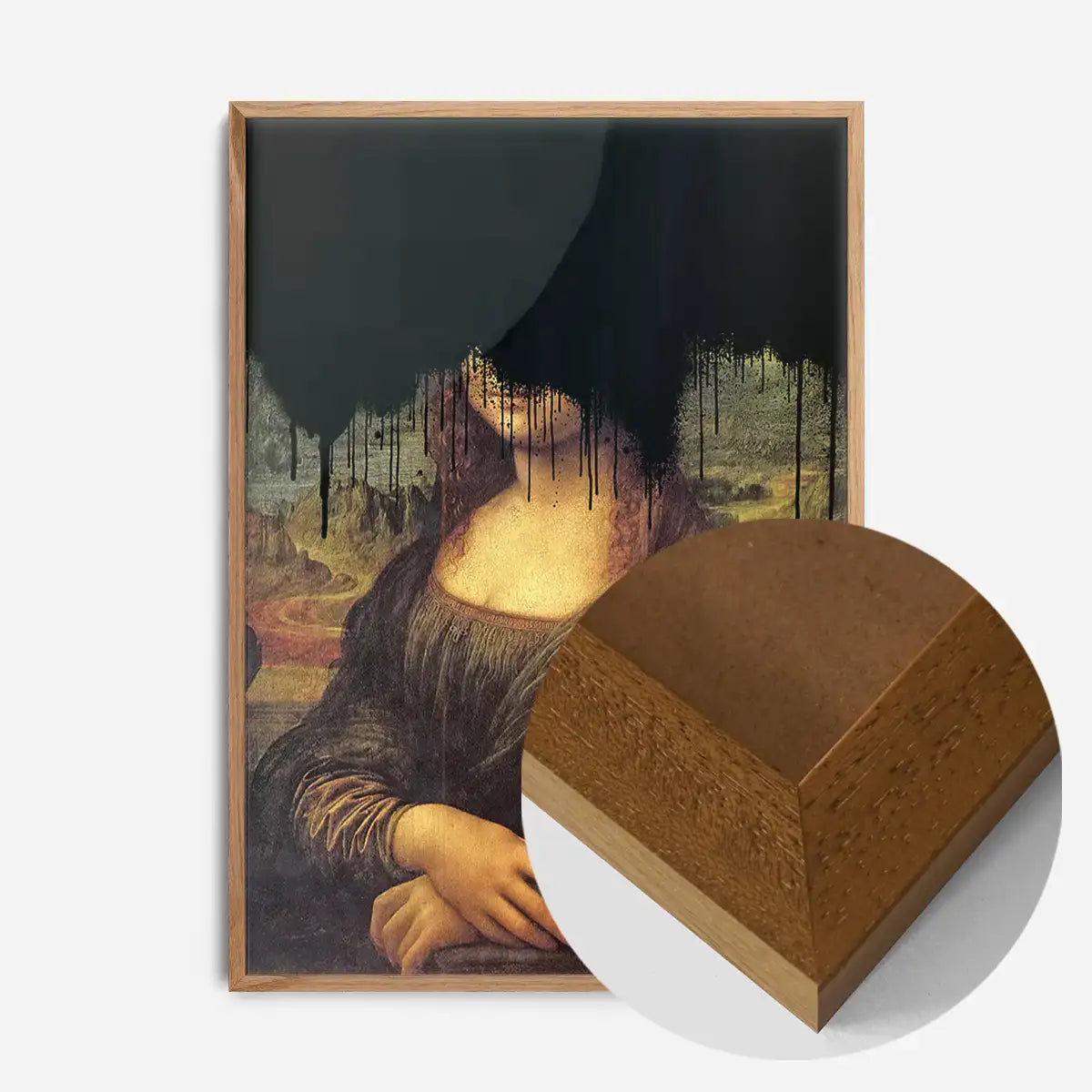 Drippy Mona Lisa Black Graffiti Print