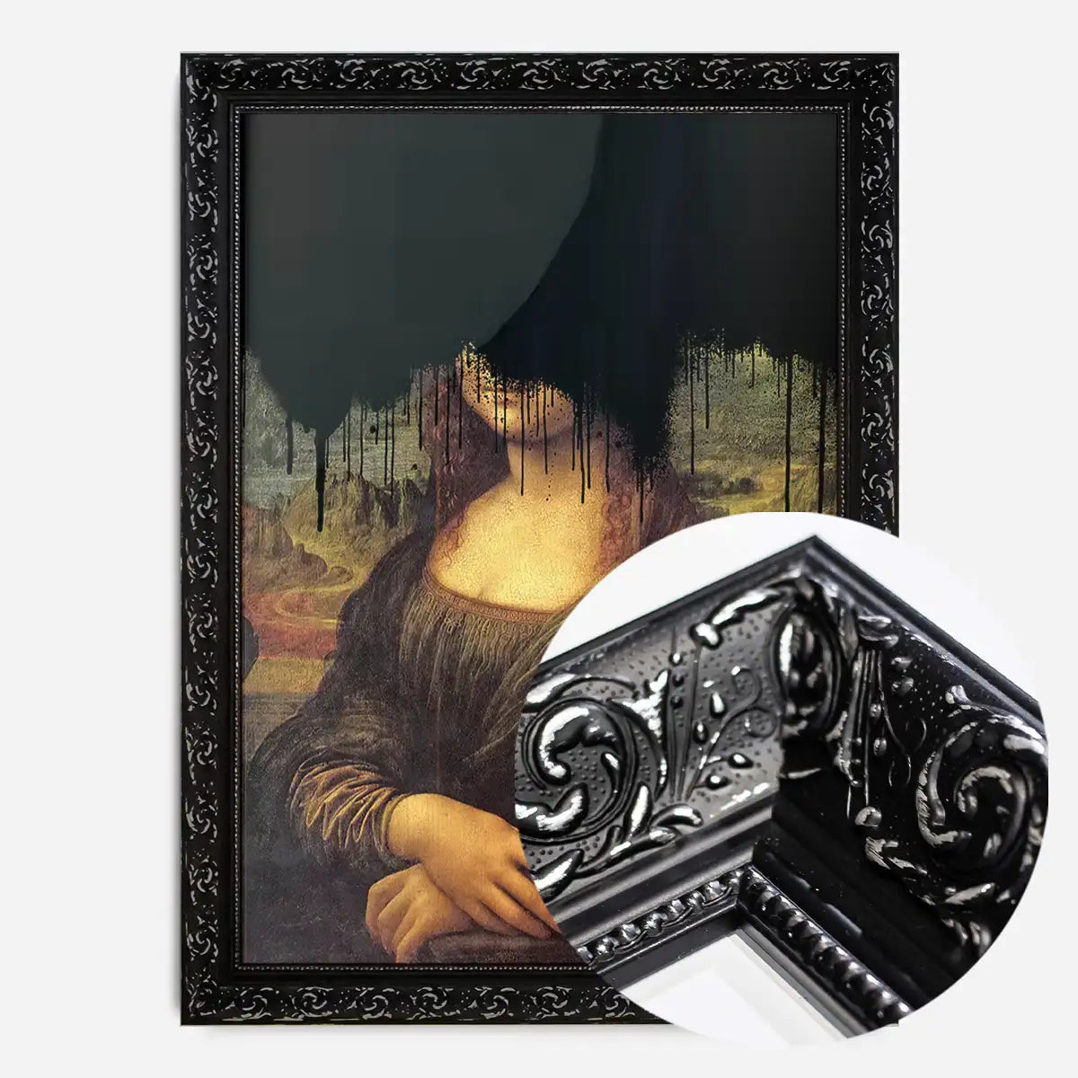 Drippy Mona Lisa Black Graffiti Print