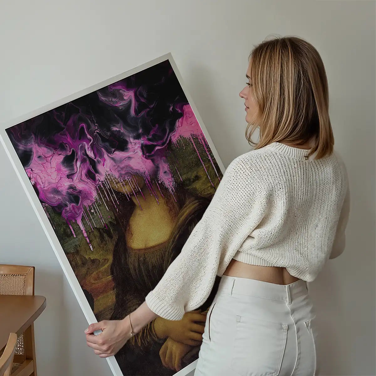 Drippy Mona Lisa Pink Gloop Print