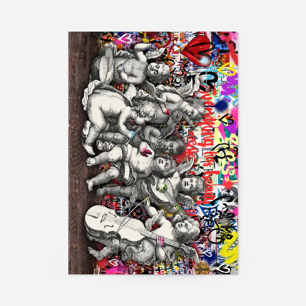 Naughty Cherubs Graffit Art Print