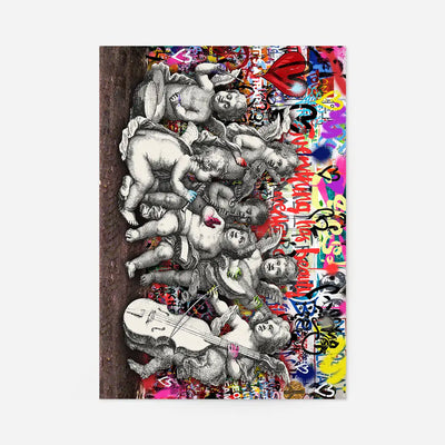 Naughty Cherubs Graffit Art Print