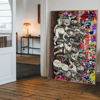 Naughty Cherubs Graffit Art Print
