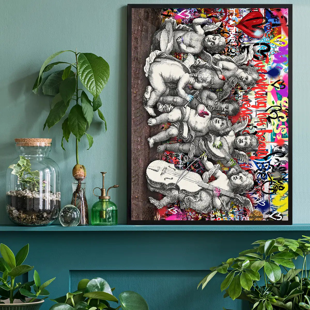 Naughty Cherubs Graffit Art Print