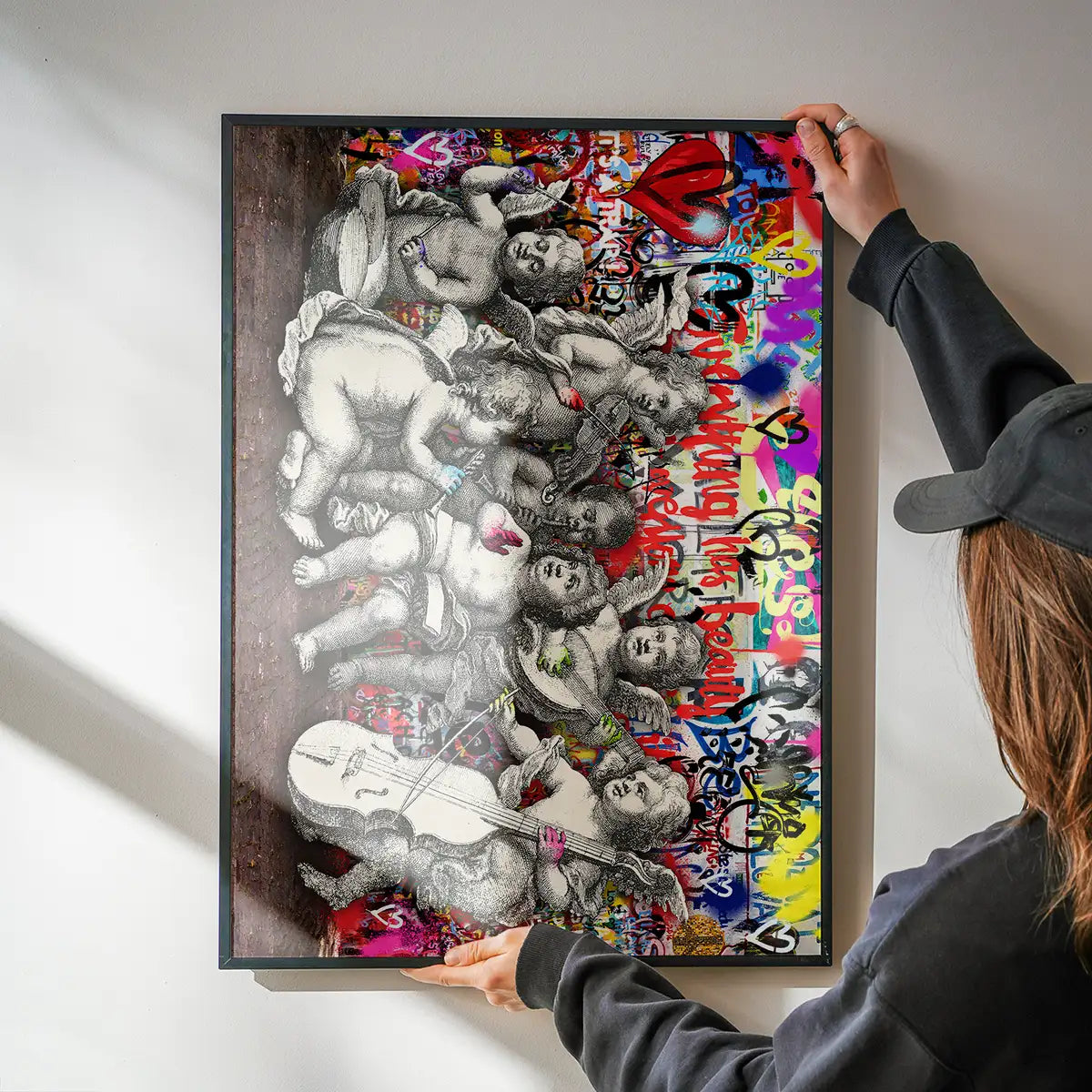 Naughty Cherubs Graffit Art Print