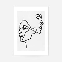 Two Faces Study Line Art Print