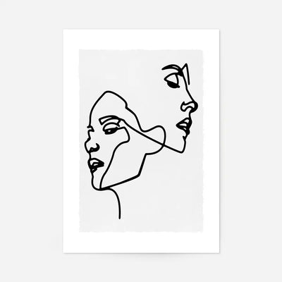 Two Faces Study Line Art Print