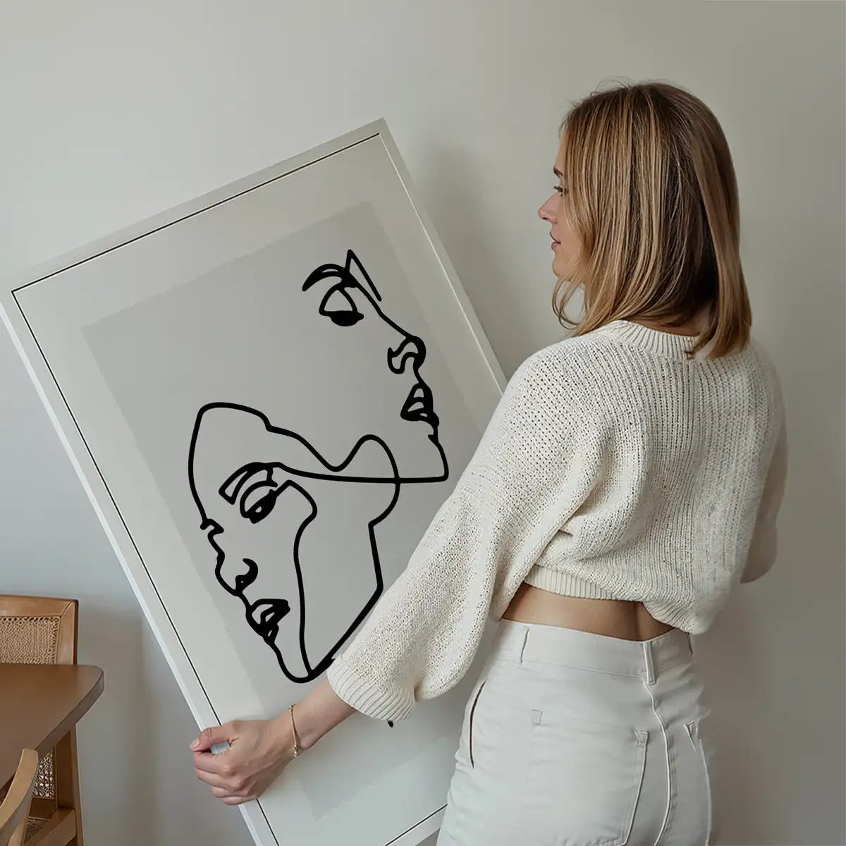 Two Faces Study Line Art Print