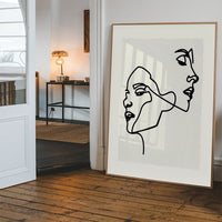 Two Faces Study Line Art Print