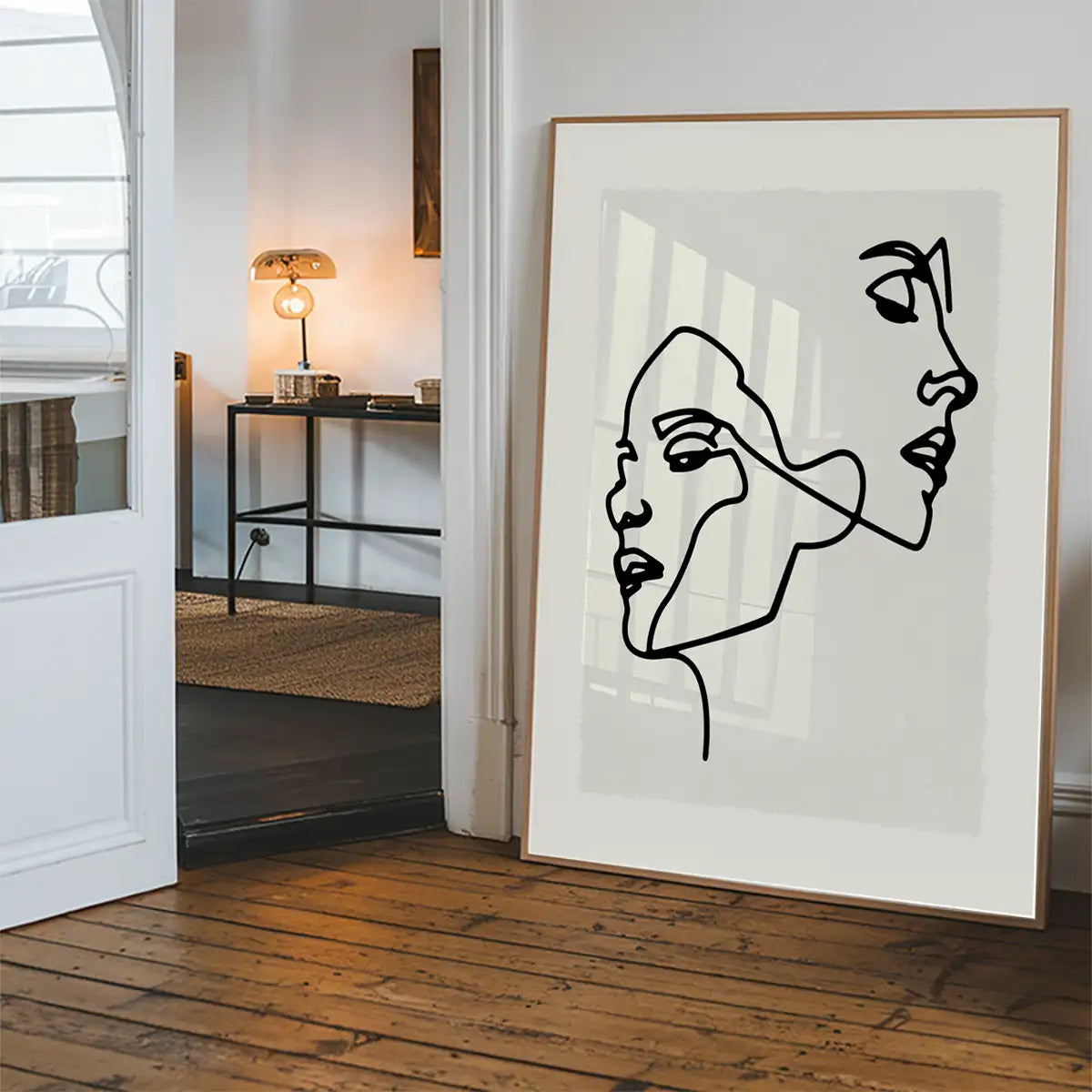 Two Faces Study Line Art Print