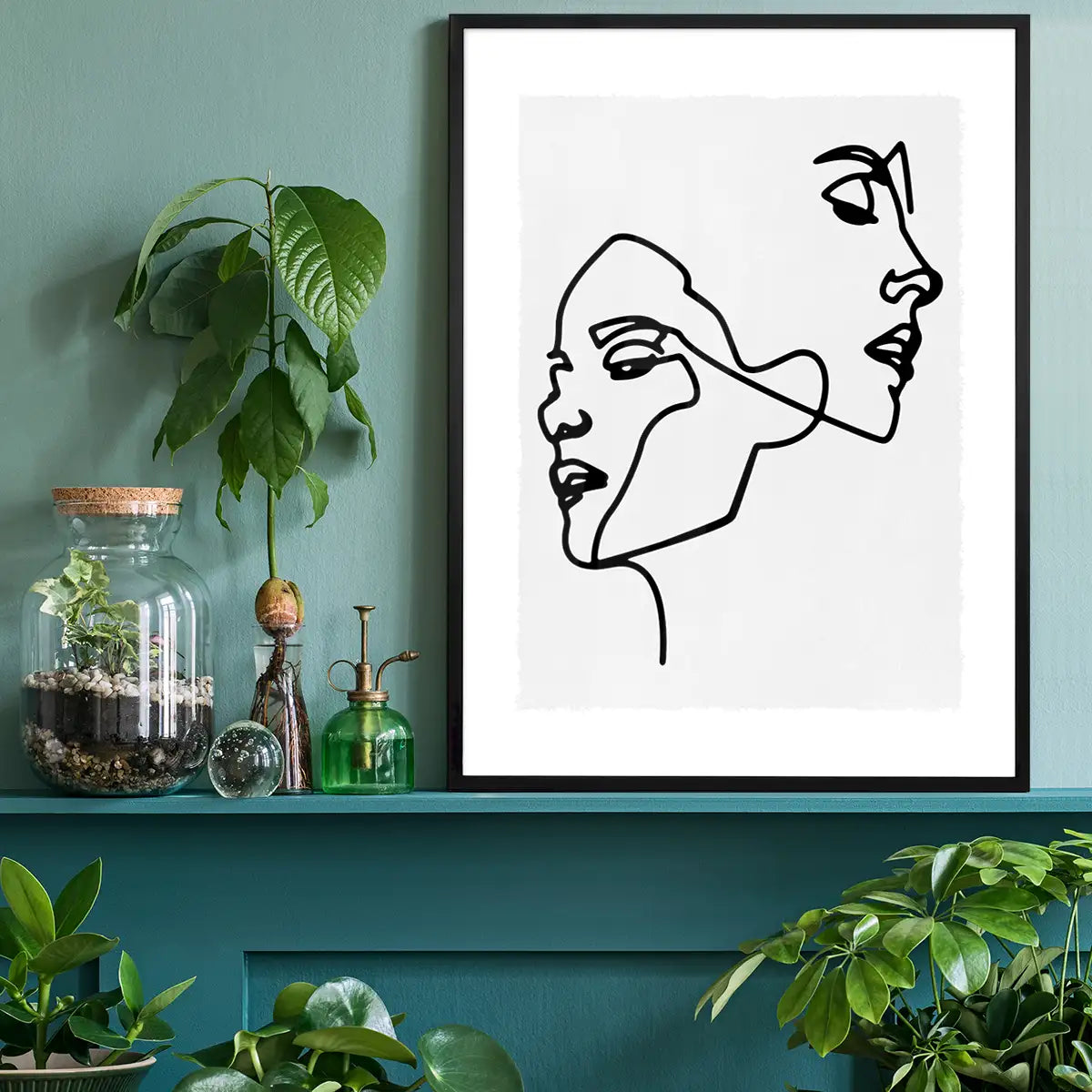 Two Faces Study Line Art Print