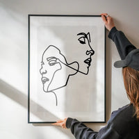 Two Faces Study Line Art Print