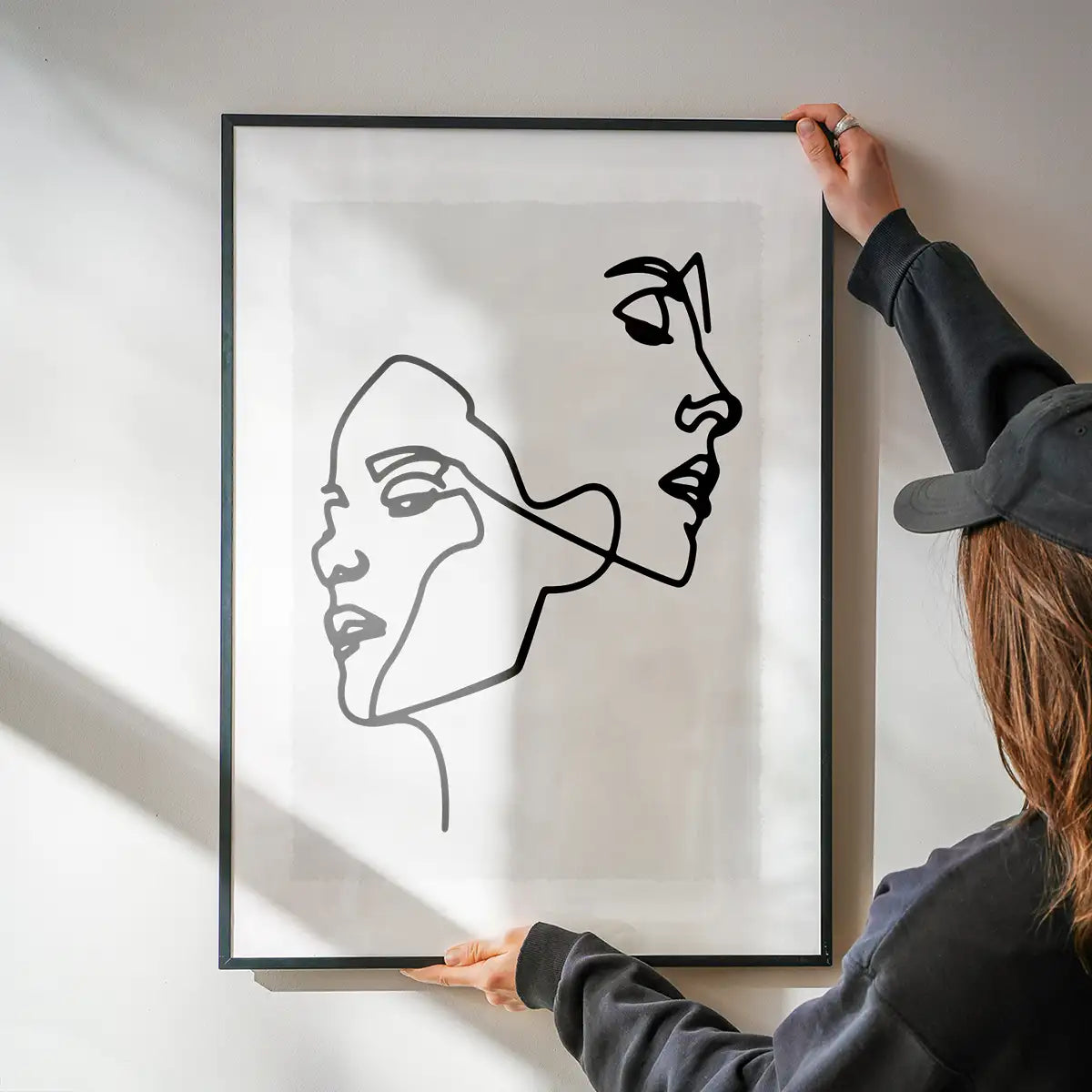 Two Faces Study Line Art Print