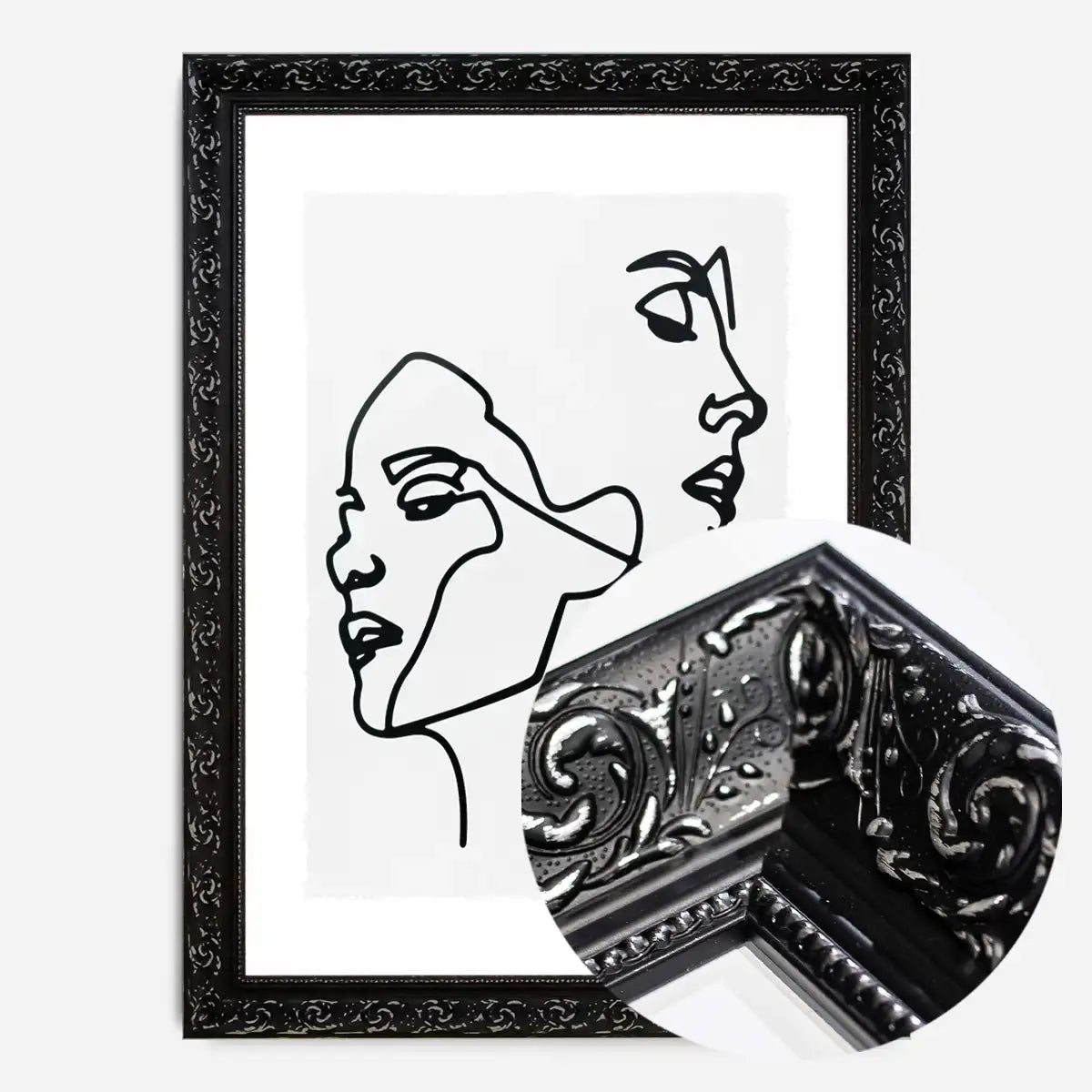 Two Faces Study Line Art Print