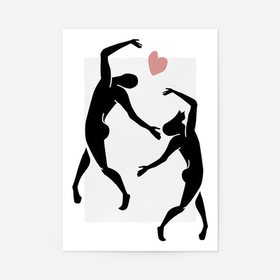 Dancers Black And White Painting Print