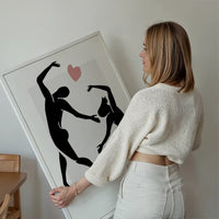 Dancers Black And White Painting Print