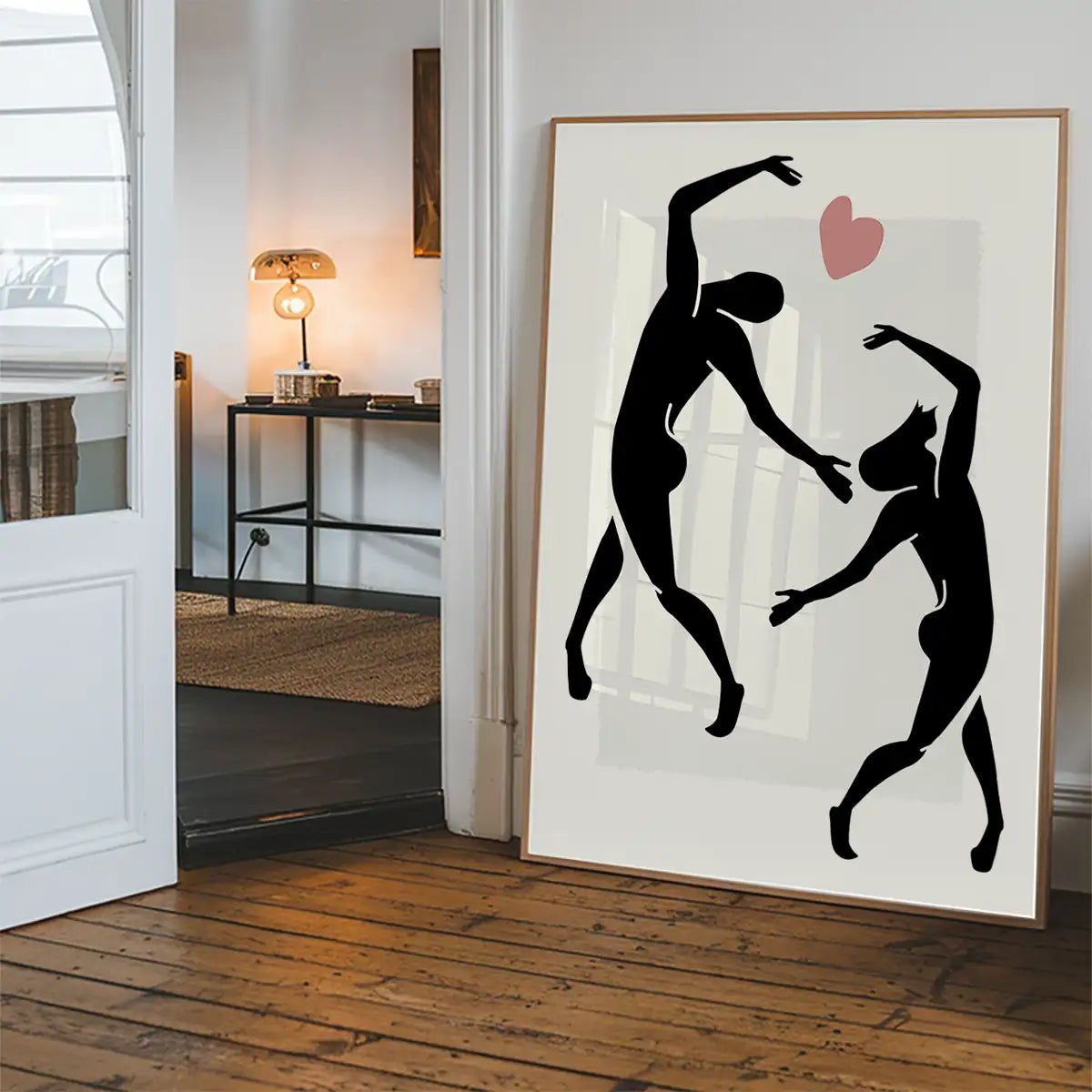 Dancers Black And White Painting Print