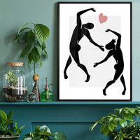 Dancers Black And White Painting Print
