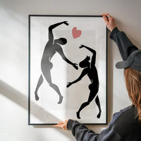 Dancers Black And White Painting Print