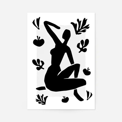 Sitting Woman Black and White Painting Print